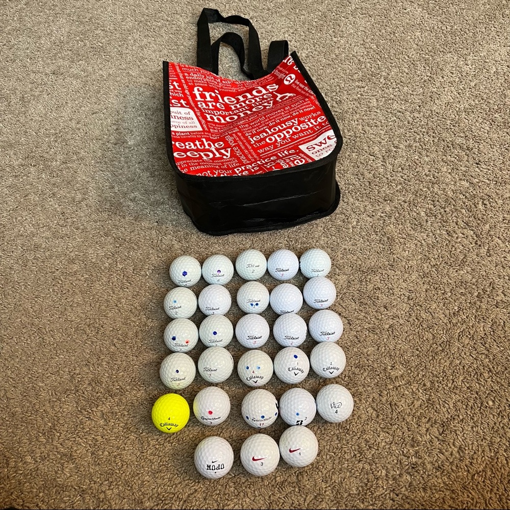 Lot of 28 Golf Balls, Titleist, Callaway, Nike, Etc Pro V
